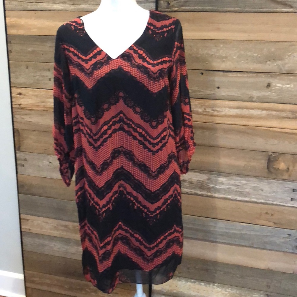 Navy and coral dress